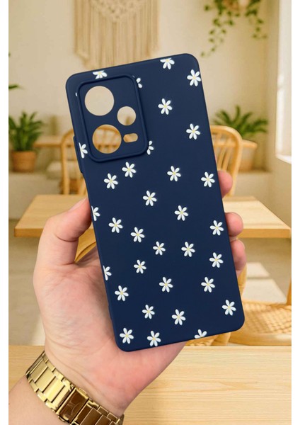 Xiaomi Redmi Note 12 PRO5G-MİNİ Papatya Desenli Silikon Darbe Emici Klasik Korumalı Rubber Kılıf