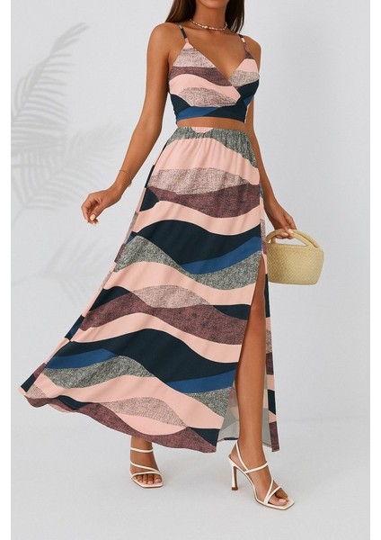 Kadın Kolsuz Askılı Crop Ikili Süprem Takım