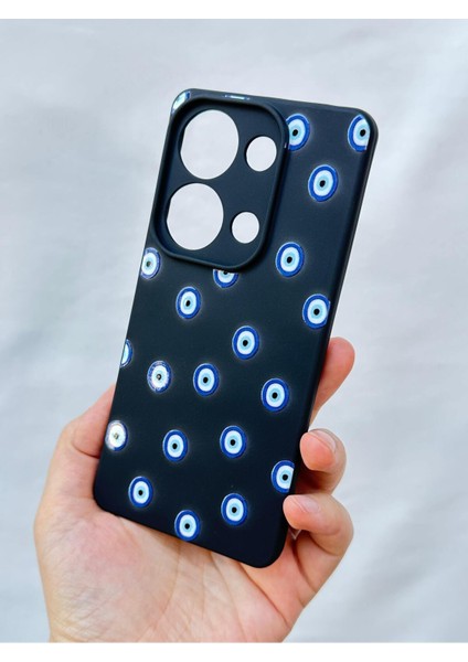 Xiaomi Redmi Note 13 Pro 4g Nazar Boncuk Desenli Silikon Darbe Emici Klasik Korumalı Rubber Kılıf