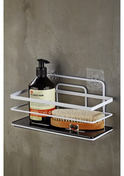 Yapışkanlı Ayarlanabilir Tekli Banyo Duş Rafı – Paslanmaz Kristal Şampuanlık (Yapıştır/vidala) Beyaz-Siyah - Lş-01 - Bs fırsatları