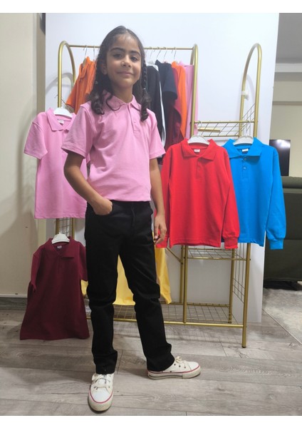 unisex Çocuk Genç Polo Yaka Kısa Kol Okul Günlük Tişört, Nefes Alabilen Kumaş fiyatları