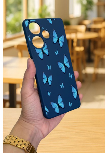 Infinix Hot 30 -Mavi Kelebek Desenli Silikon Darbe Emici Klasik Korumalı Rubber Kılıf modelleri