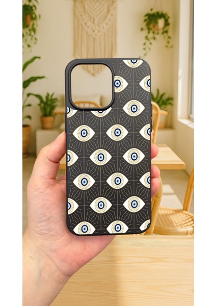 iPhone 15 Pro Max -Evıl Eye Desenli Silikon Darbe Emici Klasik Korumalı Rubber Kılıf fiyatları