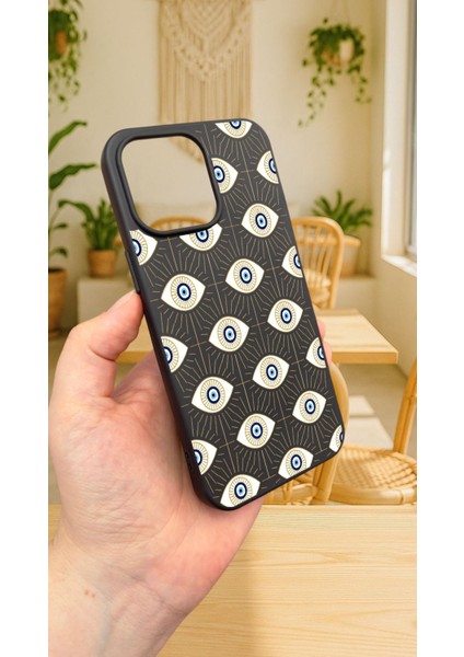 iPhone 15 Pro Max -Evıl Eye Desenli Silikon Darbe Emici Klasik Korumalı Rubber Kılıf modelleri