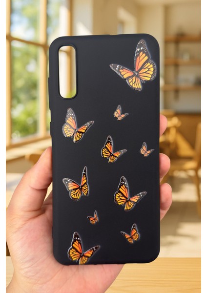 Samsung Galaxy A70 - Turuncu Kelebek Desenli Silikon Darbe Emici Klasik Korumalı Rubber Kılıf fiyatları