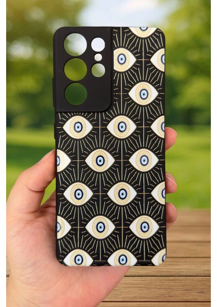 Samsung Galaxy S21 Ultra Uyumlu Evıl Eye Desenli Silikon Darbe Emici Klasik Korumalı Rubber Kılıf fiyatları