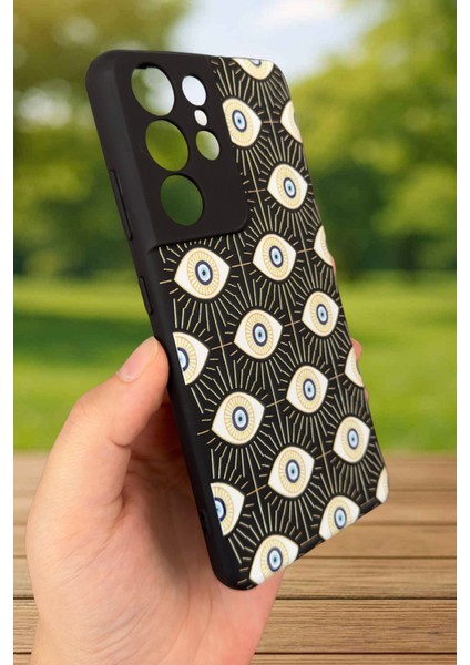 Samsung Galaxy S21 Ultra Uyumlu Evıl Eye Desenli Silikon Darbe Emici Klasik Korumalı Rubber Kılıf fırsatları