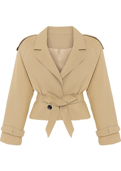 Dokuma Trençkot Crop Blazer ceket modelleri