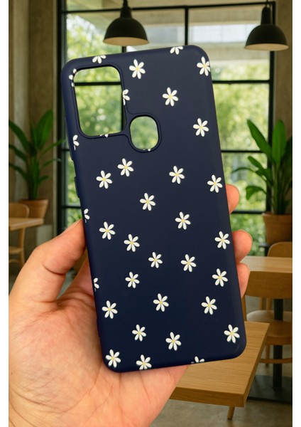 Samsung Galaxy A21S Uyumlu Mini Papatya Desenli Silikon Darbe Emici Klasik Korumalı Rubber Kılıf