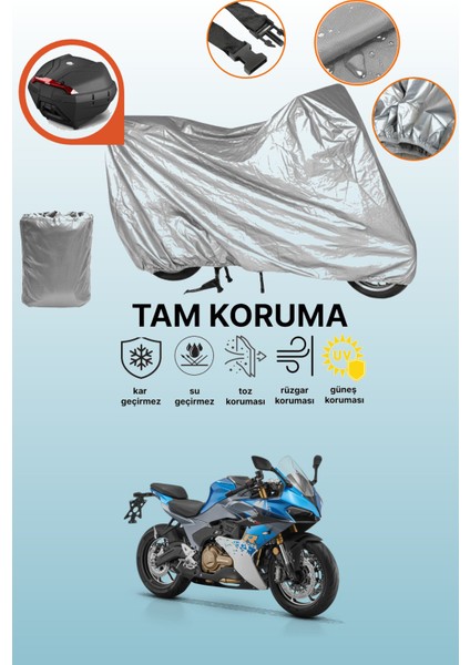 Gri Arka Çanta Uyumlu Rks SRK550 Rs Uyumlu Motor Brandası, Koruyucu Örtü