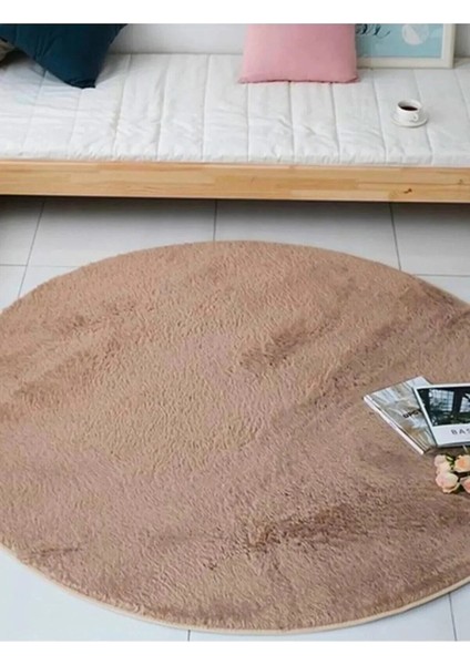 Vizon Yuvarlak Kaymaz Taban Halı Yıkanabilir Dekoratif Peluş Halı