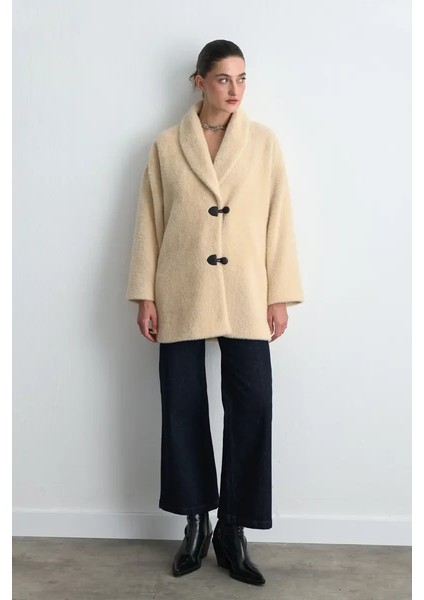 Şal Yaka Peluş Kaban - Bej modelleri