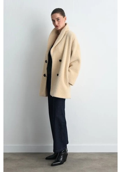 Şal Yaka Peluş Kaban - Bej fırsatları