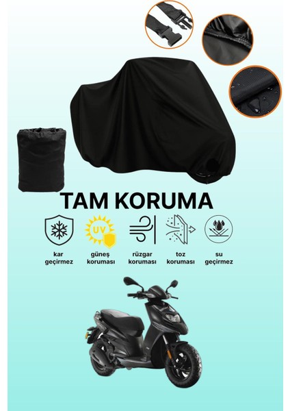 Siyah Piaggio Typhoon 125 Uyumlu Motor Branda, Koruyucu Örtü, Motosiklet Brandası