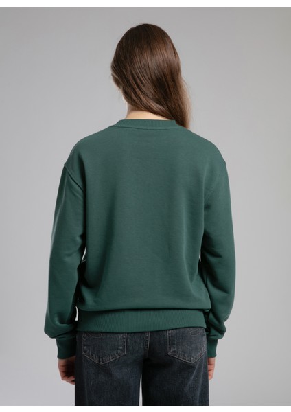 O Yaka Düz Zümrüt Yeşili Kadın Sweatshırt 261 Lcf 241013 Iona Zümrüt indirimleri