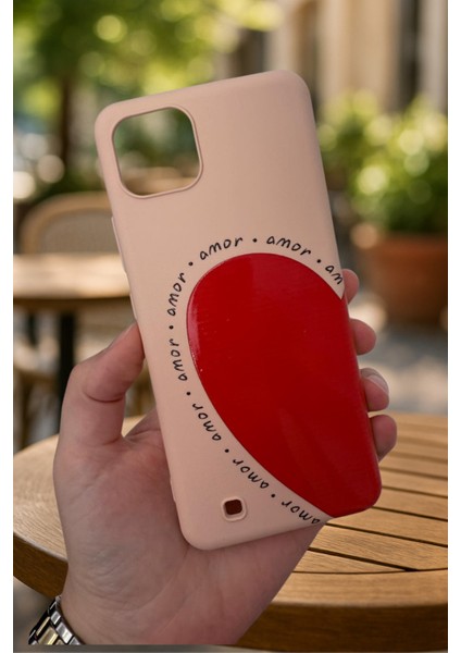 Realme C11 -Amor Kalp Silikon Darbe Emici Klasik Korumalı Rubber Kılıf