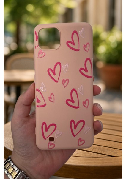 Realme C11 -Pembe Kalp Desenli Silikon Darbe Emici Klasik Korumalı Rubber Kılıf fiyatları