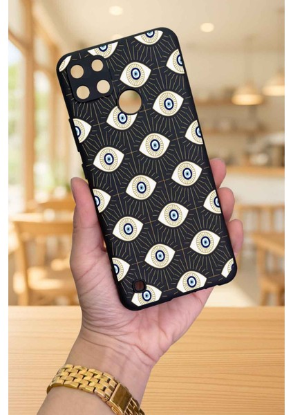 Realme C21Y ve C25Y -Evıl Eye Desenli Silikon Darbe Emici Klasik Korumalı Rubber Kılıf