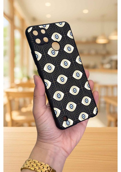 Realme C21Y ve C25Y -Evıl Eye Desenli Silikon Darbe Emici Klasik Korumalı Rubber Kılıf modelleri