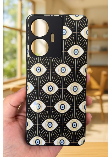 Realme C55 Uyumlu Evıl Eye Desenli Silikon Darbe Emici Klasik Korumalı Rubber Kılıf fiyatları