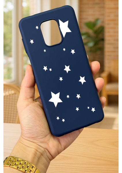Redmi Note 9 Pro/9s Uyumlu Mini Yıldız Desenli Silikon Darbe Emici Klasik Korumalı Rubber Kılıf