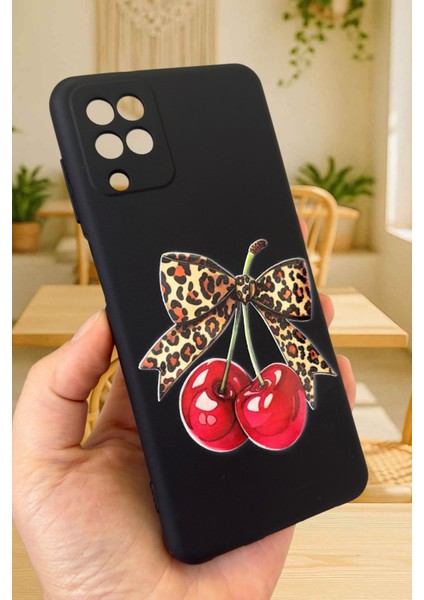 Samsung Galaxy A12 Uyumlu Kiraz Leopar Fiyonk Desenli Silikon Darbe Emici Rubber Kılıf fırsatları