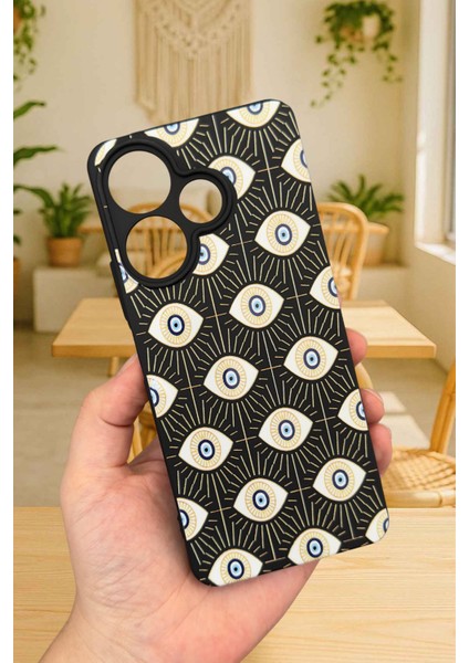 Xiaomi Redmi 13 4g Evıl Eye Desenli Silikon Darbe Emici Klasik Korumalı Rubber Kılıf