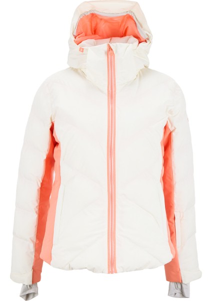 ERJTJ03525-SNOWDRIFT Jk Beyaz Normal Desenli Kadın Kayak Montu