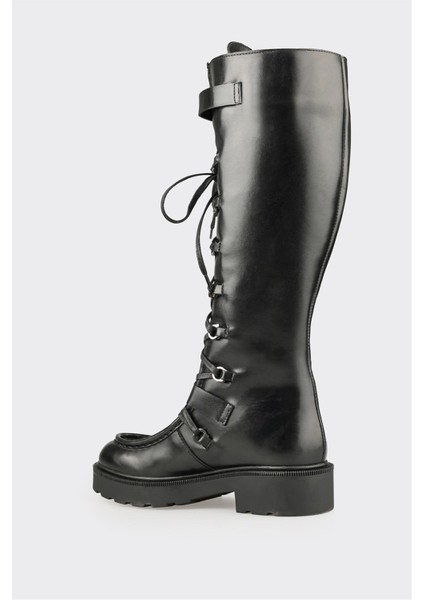 Siyah Deri Kadın Çizme modelleri