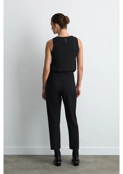 Anka Koleksiyonu Havuç Kesim Pileli Pantolon - Siyah fırsatları