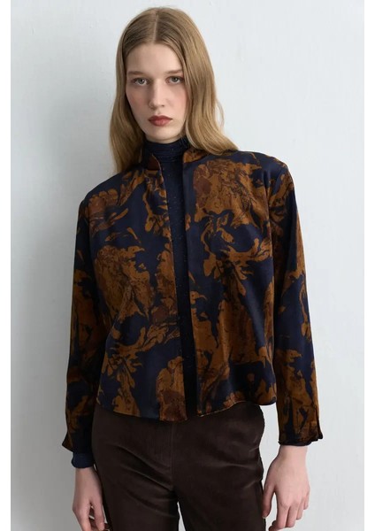 Anka Koleksiyonu Hakim Yaka Kadife Ceket - Lacivert