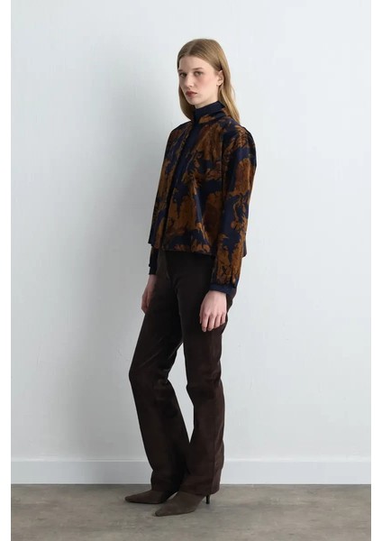 Anka Koleksiyonu Hakim Yaka Kadife Ceket - Lacivert indirimleri