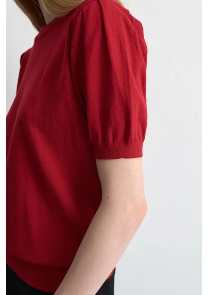 Balon Kol Triko Bluz - Kırmızı fırsatları