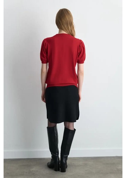 Balon Kol Triko Bluz - Kırmızı indirimleri