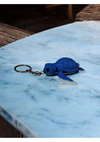 Eklemli Kaplumbağa 3D Anahtarlık – Mavi Beyaz | Hareketli Mini Çanta Süsü & Hediyelik | modelleri