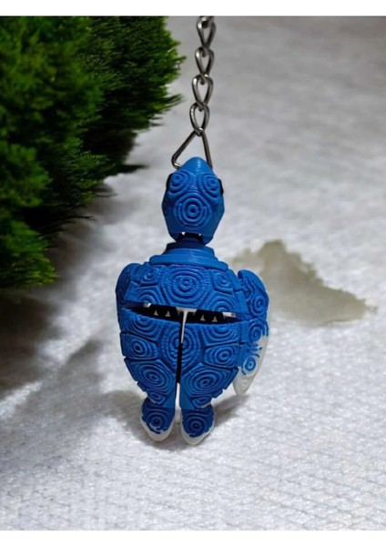 Eklemli Kaplumbağa 3D Anahtarlık – Mavi Beyaz | Hareketli Mini Çanta Süsü & Hediyelik | indirimleri