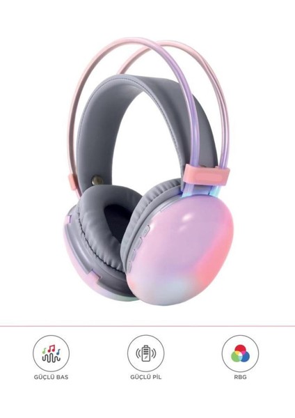 Kablosuz Rgb Işıklı Kulak Üstü Bluetooth Kulaklık