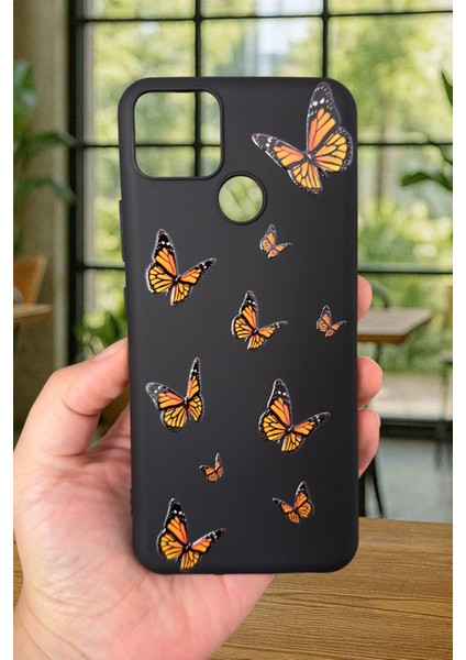 Realme C25S Uyumlu Turuncu Kelebek Desenli Silikon Darbe Emici Klasik Korumalı Rubber Kılıf fiyatları