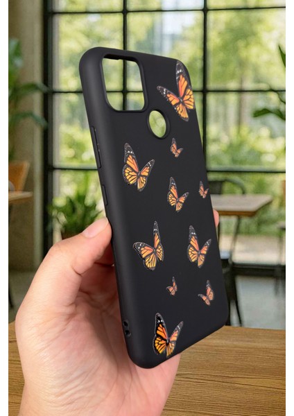 Realme C25S Uyumlu Turuncu Kelebek Desenli Silikon Darbe Emici Klasik Korumalı Rubber Kılıf modelleri