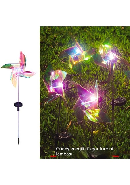 Yeni Rüzgar Dönen Güneş Enerjili Yel Değirmeni Zemin Lambası LED Açık Bahçe Dekorasyon Çim Lambası Peyzaj Lambası (Yurt Dışından)