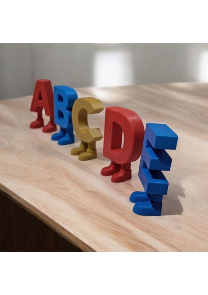 Bacaklı Harfler Eğlenceli 5’li Set | Renkli 3D Baskı Harf Figürleri | Masa Üstü Dekor fırsatları