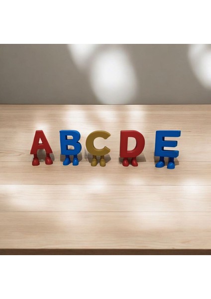 Bacaklı Harfler Eğlenceli 5’li Set | Renkli 3D Baskı Harf Figürleri | Masa Üstü Dekor indirimleri