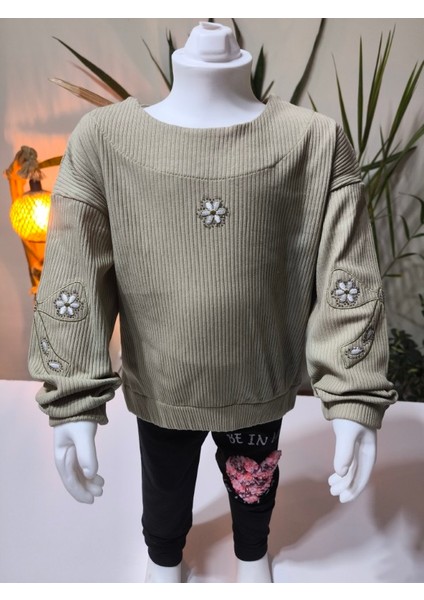 kız Çocuk Fitilli Taş Işlemeli Nakışlı Sweat Bluz Kaşkorse modelleri