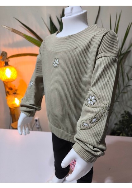 kız Çocuk Fitilli Taş Işlemeli Nakışlı Sweat Bluz Kaşkorse fırsatları