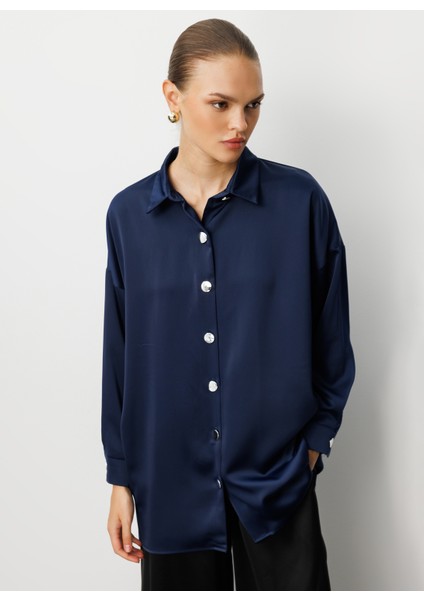 Klasik Yaka Düz Lacivert Kadın Tunik M1MZ1030210161