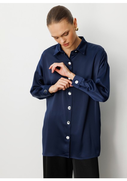 Klasik Yaka Düz Lacivert Kadın Tunik M1MZ1030210161 fiyatları