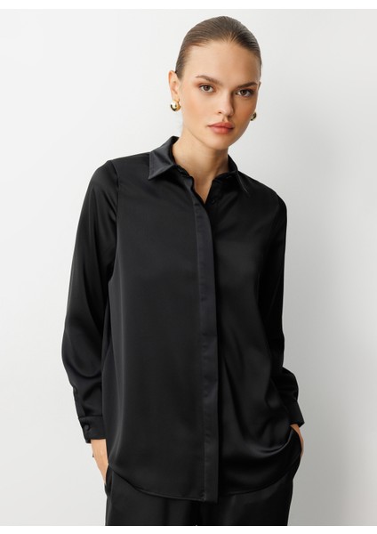 Klasik Yaka Düz Siyah Kadın Tunik M1MZ1030210162