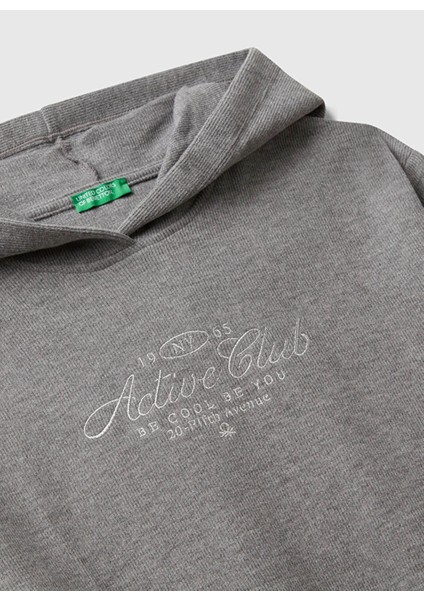 Nakışlı Kız Çocuk Antrasit Melanj Sweatshırt 3UODC204X fiyatları