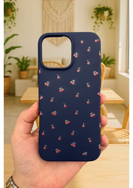 iPhone 14 Plus ve 15 Plus -Mini Kiraz Desenli Silikon Darbe Emici Klasik Korumalı Rubber Kılıf fiyatları