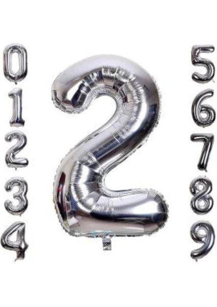 Gümüş Rengi Folyo Rakam Balon 1 Metre fiyatları